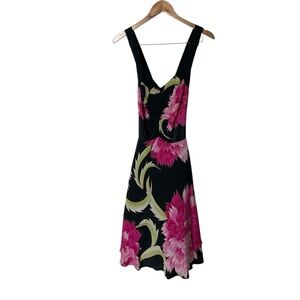 Vintage Y2K Sue Wong Silk Dress Black Pink Floral Dress 8